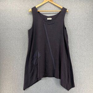 Bodil Womens Size Large Gray Blue Linen Sleeveless Tunic Top Asymmetric‎ Hem